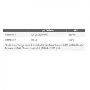 Peak Vitamin D3+K2 120 Tabl.